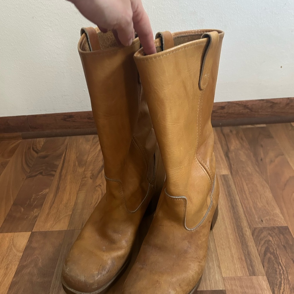 Tan Real Leather Vintage Boots Campus Style